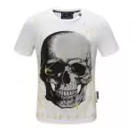 t shirt philipp plein homme originale  skull big tooth white